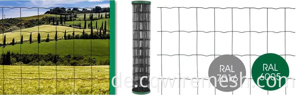 PVC beschichtete verzinkte geschweißte Mesh Euro Zaundrahtrolle 1,7/2,2 mm 100x50 mm Netting Gardening Innenhof Park Weiches Grün grau Farbe